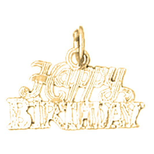 Yellow Gold-plated Silver Happy Birthday Pendant