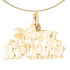 Sterling Silver Happy Birthday Pendant (Rhodium or Yellow Gold-plated)