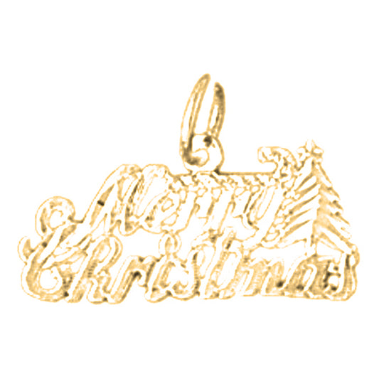 Yellow Gold-plated Silver Merry Christmas Pendant