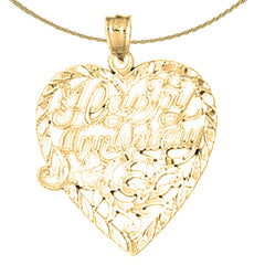 Sterling Silver Happy Anniversary Pendant (Rhodium or Yellow Gold-plated)