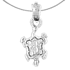 Sterling Silver Turtles Pendant (Rhodium or Yellow Gold-plated)