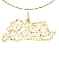 Anhänger „Happy Anniversary“ aus Sterlingsilber (rhodiniert oder gelbvergoldet)
