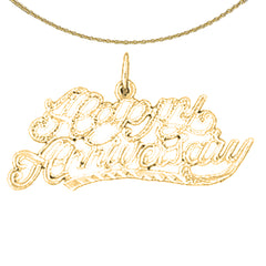 Sterling Silver Happy Anniversary Pendant (Rhodium or Yellow Gold-plated)