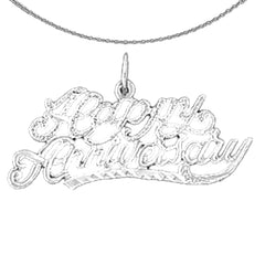 Sterling Silver Happy Anniversary Pendant (Rhodium or Yellow Gold-plated)