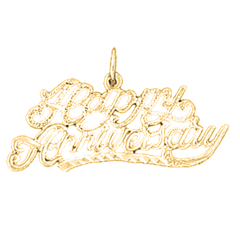 Yellow Gold-plated Silver Happy Anniversary Pendant