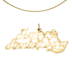 Sterling Silver Happy Anniversary Pendant (Rhodium or Yellow Gold-plated)