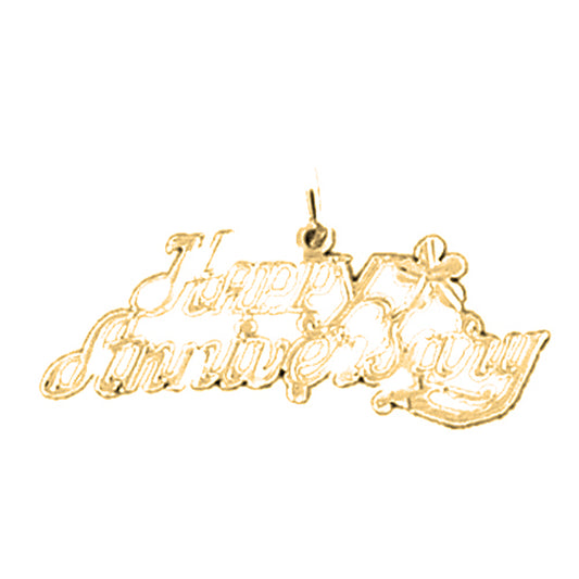 Yellow Gold-plated Silver Happy Anniversary Pendant