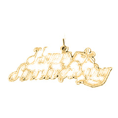 Yellow Gold-plated Silver Happy Anniversary Pendant