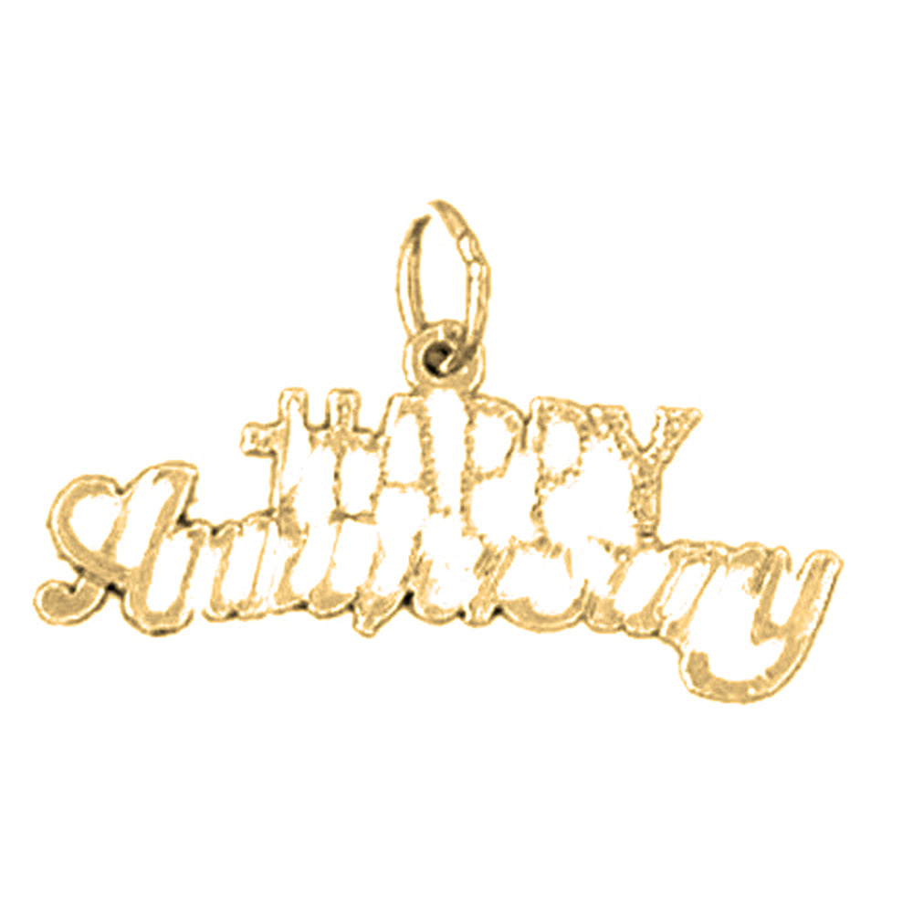 Yellow Gold-plated Silver Happy Anniversary Pendant