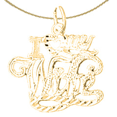 Sterling Silver I Love My Wife Pendant (Rhodium or Yellow Gold-plated)