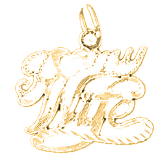 Yellow Gold-plated Silver I Love My Wife Pendant