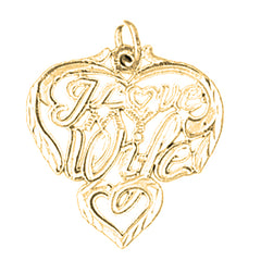 Yellow Gold-plated Silver I Love My Wife Pendant