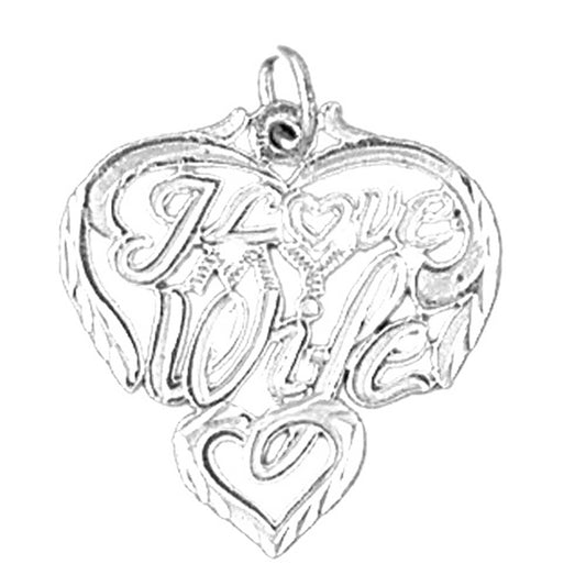 Sterling Silver I Love My Wife Pendant