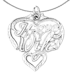 Sterling Silver I Love My Wife Pendant (Rhodium or Yellow Gold-plated)