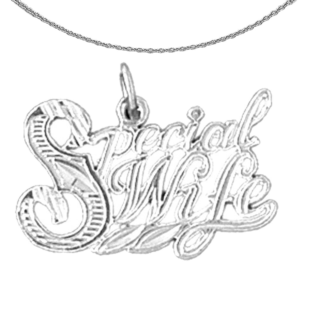 Sterling Silver Special Wife Pendant (Rhodium or Yellow Gold-plated)