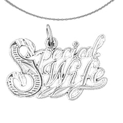 Sterling Silver Special Wife Pendant (Rhodium or Yellow Gold-plated)