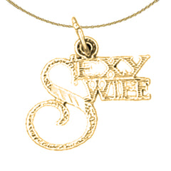 Colgante de plata de ley con diseño de esposa sexy (bañado en rodio o oro amarillo)