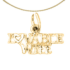 Anhänger „Lovable Wife“ aus Sterlingsilber (rhodiniert oder gelbvergoldet)