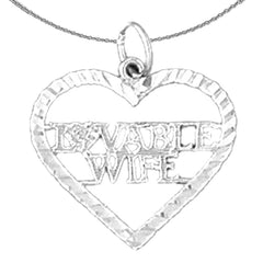 Sterling Silver Lovable Wife Pendant (Rhodium or Yellow Gold-plated)