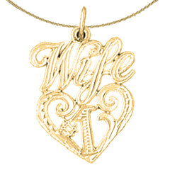 Sterling Silver #1 Wife Pendant (Rhodium or Yellow Gold-plated)