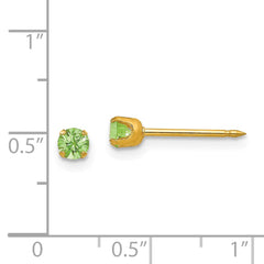 Inverness 14K Yellow Gold 3mm August Crystal Birthstone Post Earrings