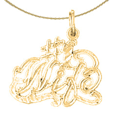 Sterling Silver #1 Wife Pendant (Rhodium or Yellow Gold-plated)