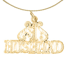 Sterling Silver #1 Husband Pendant (Rhodium or Yellow Gold-plated)
