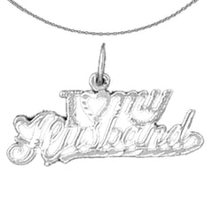 Sterling Silver I Love My Husband Pendant (Rhodium or Yellow Gold-plated)