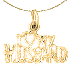 Sterling Silver I Love My Husband Pendant (Rhodium or Yellow Gold-plated)