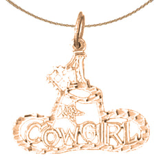14K or 18K Gold #1 Cowgirl Saying Pendant