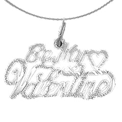 Sterling Silver Be My Valentine Pendant (Rhodium or Yellow Gold-plated)