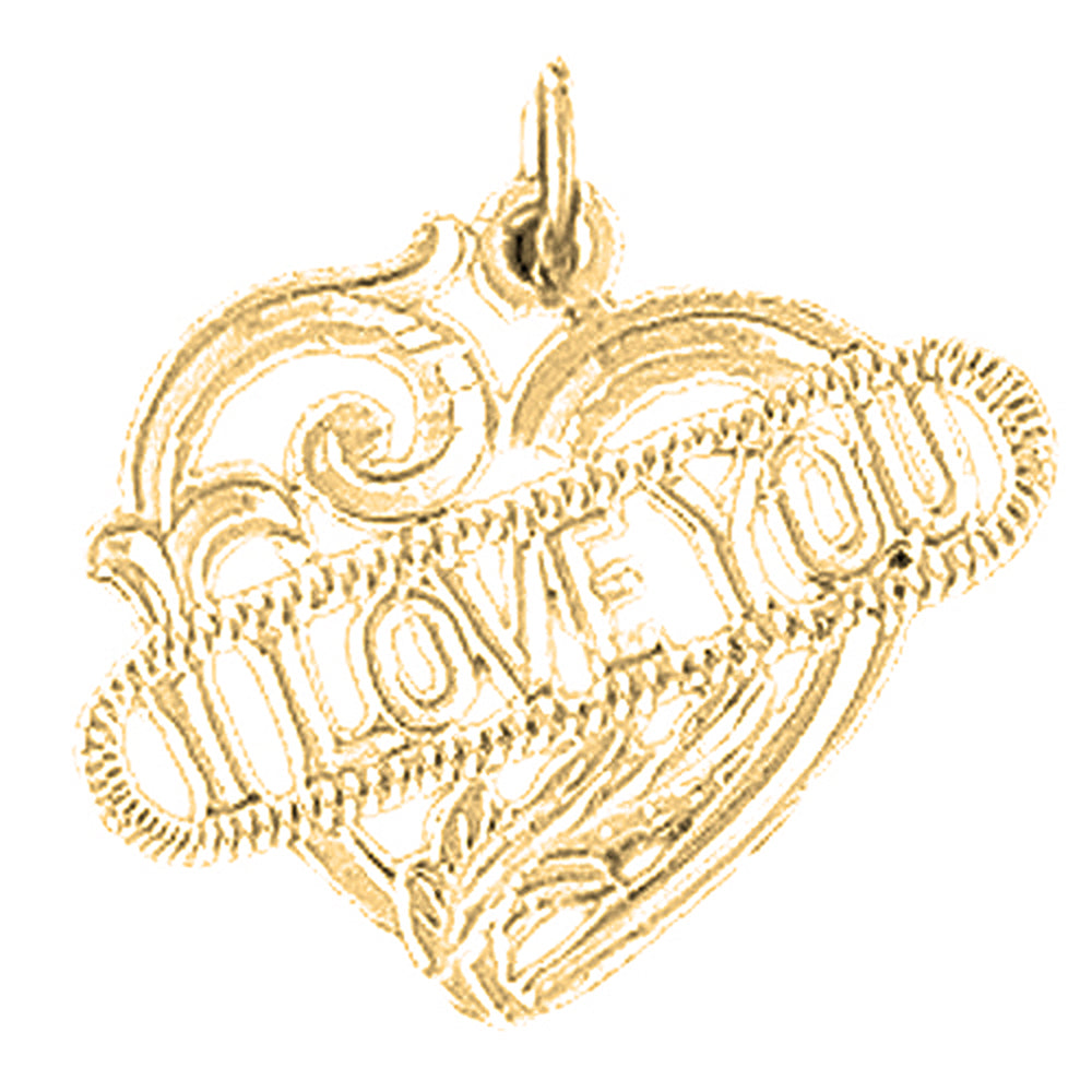 Yellow Gold-plated Silver I Love You Pendant