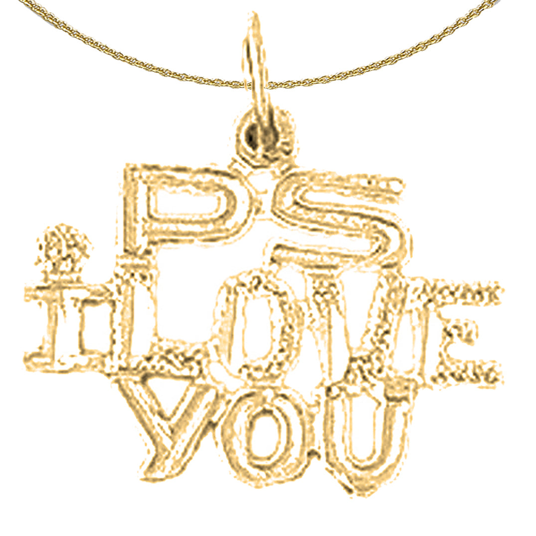 Sterling Silver Ps I Love You Pendant (Rhodium or Yellow Gold-plated)