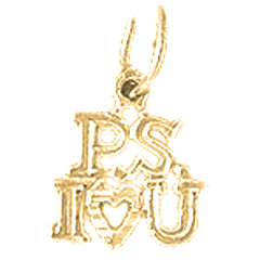 Yellow Gold-plated Silver Ps I Love You Pendant