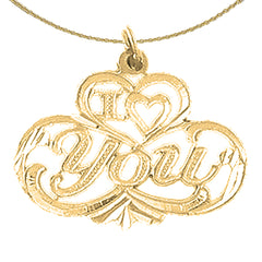 Sterling Silver I Love You Pendant (Rhodium or Yellow Gold-plated)