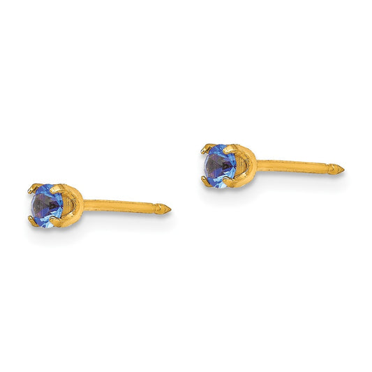 Inverness 14K Yellow Gold 3mm September Crystal Birthstone Post Earrings