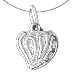 Sterling Silver Love Pendant (Rhodium or Yellow Gold-plated)