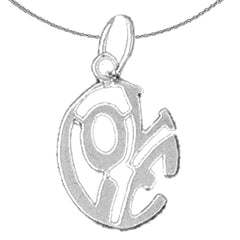 Sterling Silver Love Pendant (Rhodium or Yellow Gold-plated)
