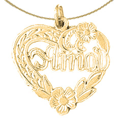 Sterling Silver Amor Pendant (Rhodium or Yellow Gold-plated)