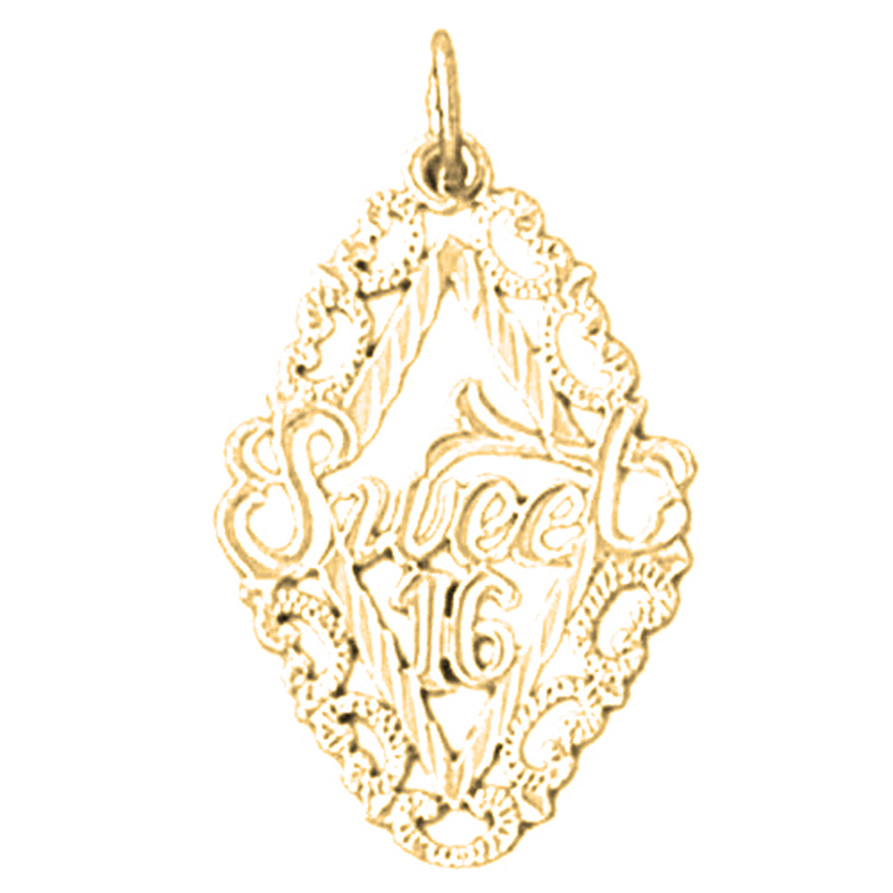 Yellow Gold-plated Silver Sweet 16 Pendant