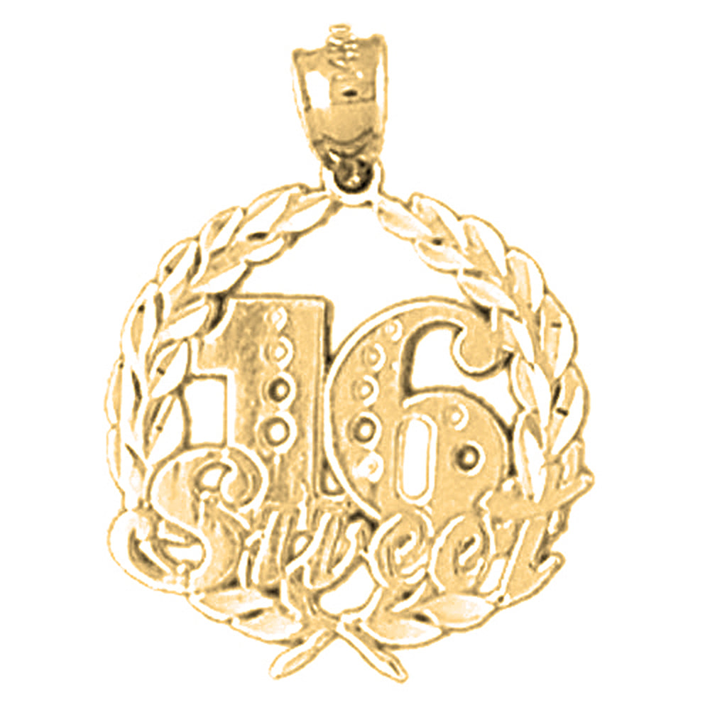 Yellow Gold-plated Silver Sweet 16 Pendant