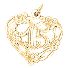 Yellow Gold-plated Silver Sweet 15 Pendant