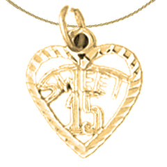 Sterling Silver Sweet 15 Pendant (Rhodium or Yellow Gold-plated)