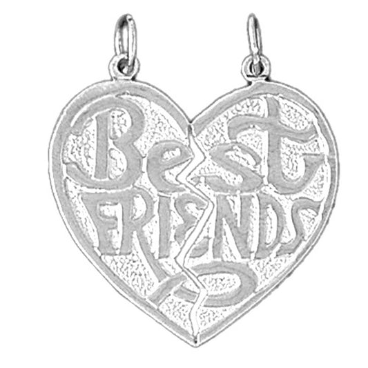 Sterling Silver Best Friends In Heart Pendant