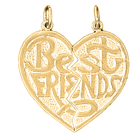 Yellow Gold-plated Silver Best Friends In Heart Pendant