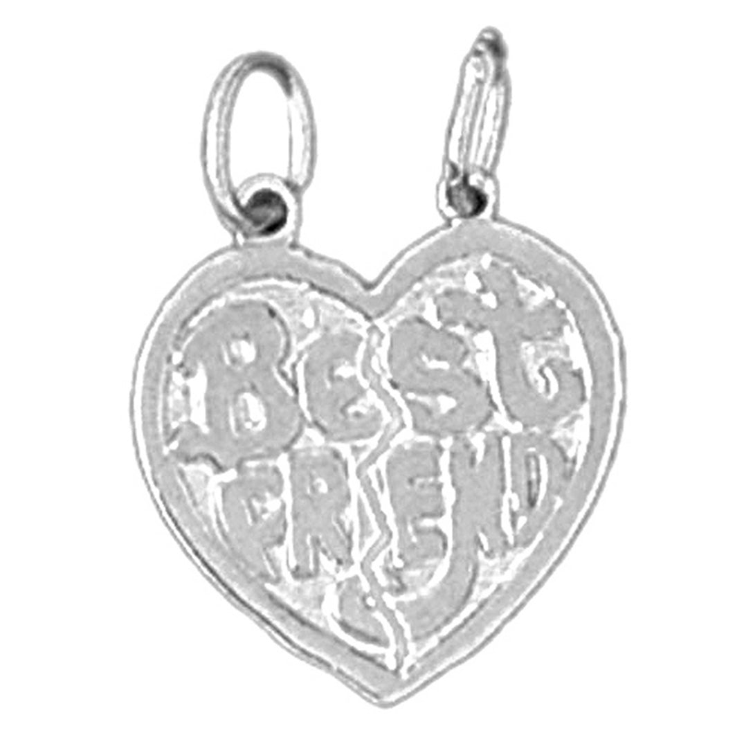 Sterling Silver Best Friends In Heart Pendant