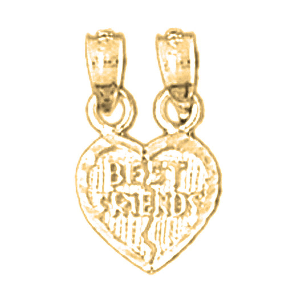 Yellow Gold-plated Silver Best Friends In Heart Pendant