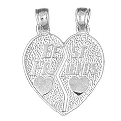 Sterling Silver Best Friends In Heart Pendant