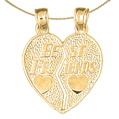 Sterling Silver Best Friends In Heart Pendant (Rhodium or Yellow Gold-plated)