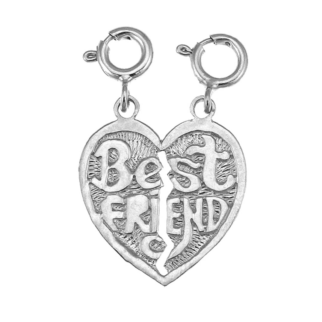 Sterling Silver Best Friends In Heart Pendant